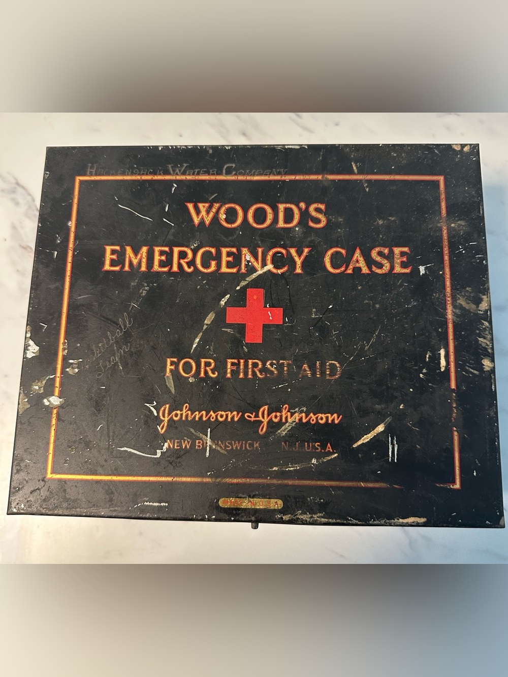Vintage Wood's Emergency Case First Aid Tin by Johnson & Johnson.